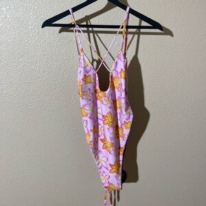 Moana Bikini Pink and Yellow Floral One Piece
